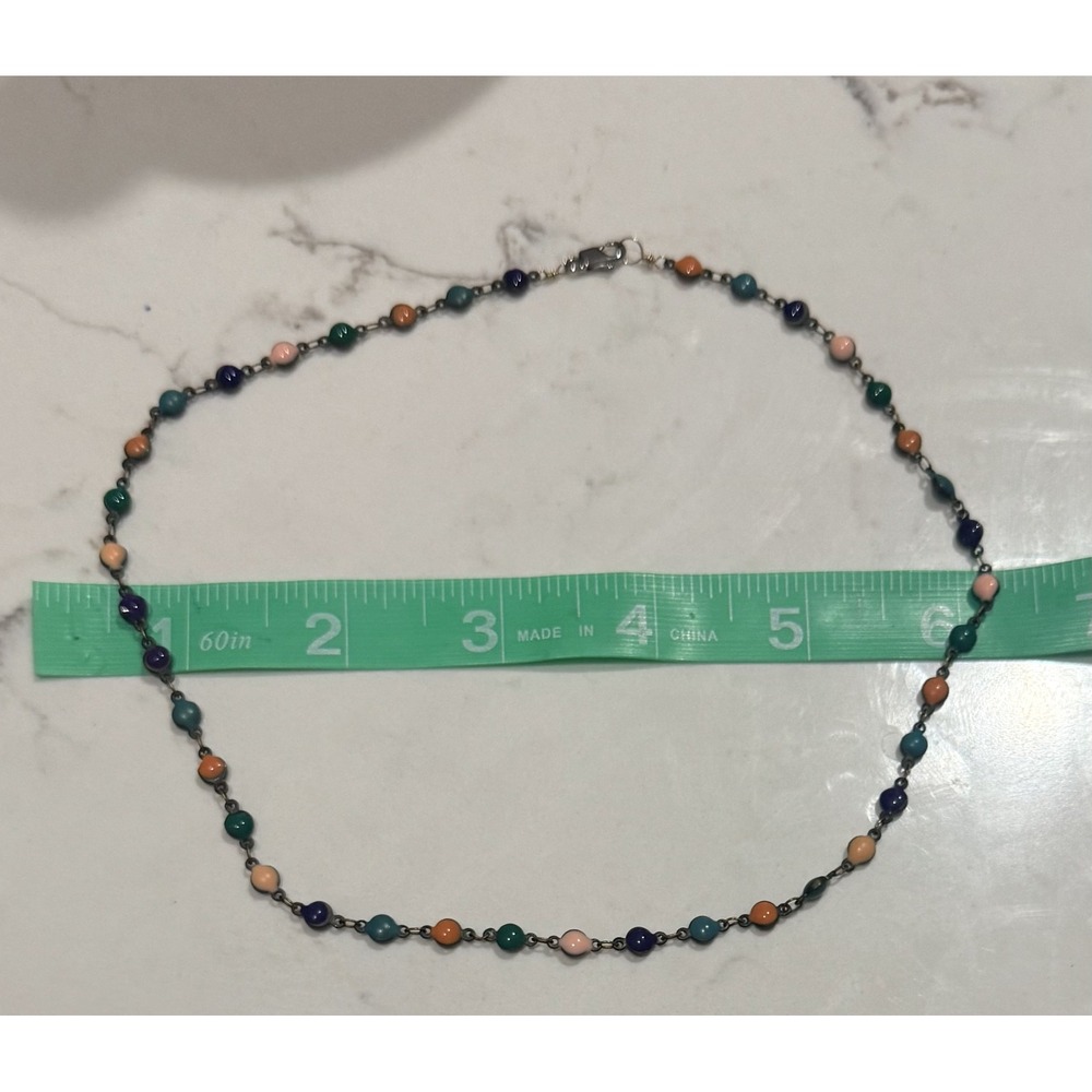 Beaded Necklace Womens 16in Multicolor Good Boho Dainty Link Chain - Picture 2 of 3